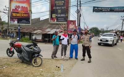 Kanit Propam Polsek Banjarsari melaksanakan giat PAM dan gatur lantas dalam rangka perlombaan gerak jalan tingkat SMP/ MTS Memperingati HUT RI Ke 79 Kecamatan Banjarsari