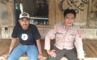 Kanit Samapta Polsek panggarangan Polres Lebak Sampaikan Pesan Kamtibmas Ke Warga