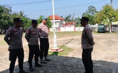 Kapolsek Gunungkencana Polres Lebak Pimpin Apel Konsolidasi Pam OMP 2024 Di Mako Polsek Gunungkencana