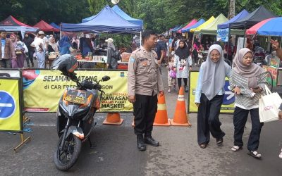 Personil Polsek Purwakarta Melaksanakan Pengamanan dan Monitoring Car Free Day (CFD)